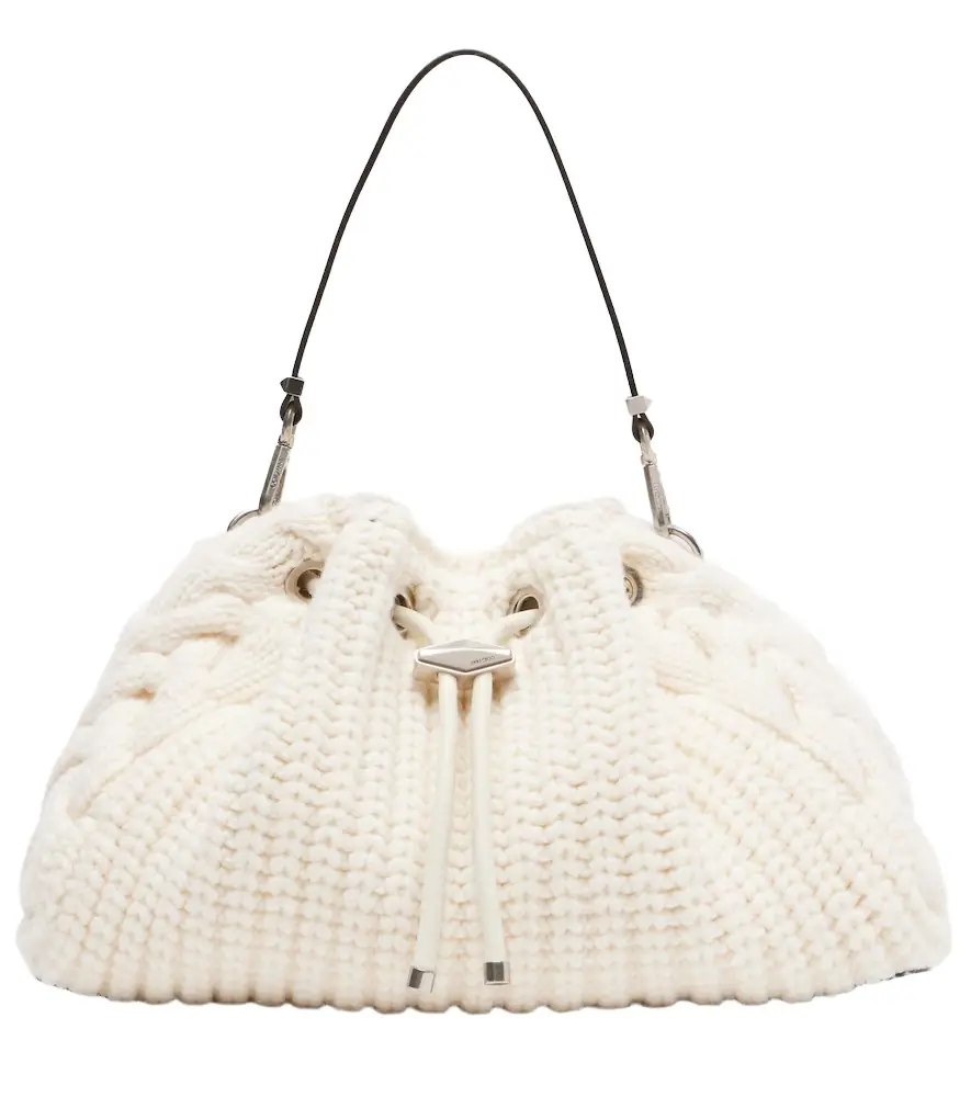 Jimmy Choo Cinch cable-knit bucket bag