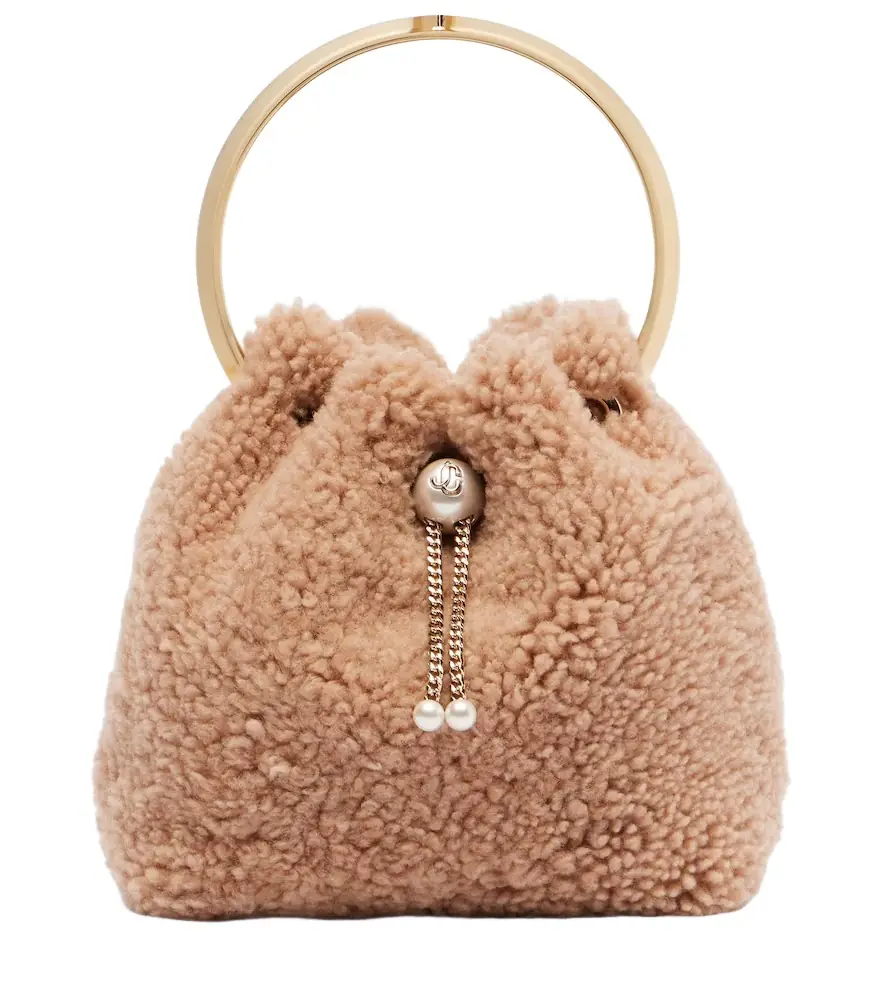 Jimmy Choo Bon Bon Small shearling bucket bag - Women's Bags