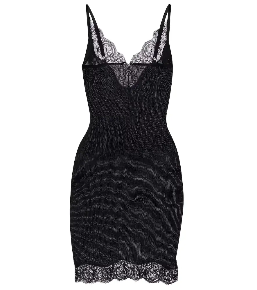 Saint Laurent Lace-trimmed silk jersey slip dress