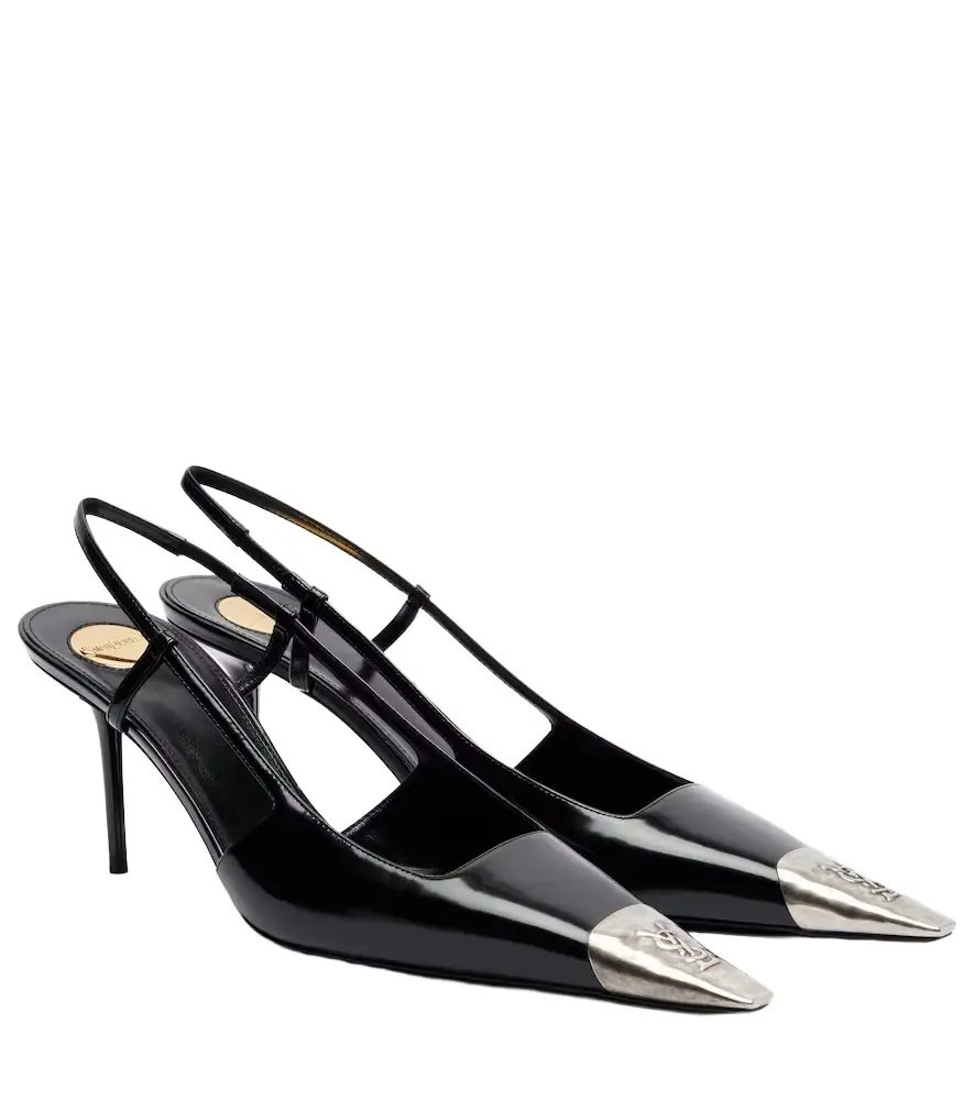 Saint Laurent Jeanne 75 leather slingback pumps