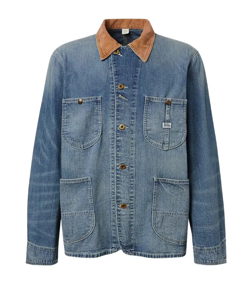 RRL Stockton corduroy-trimmed denim jacket