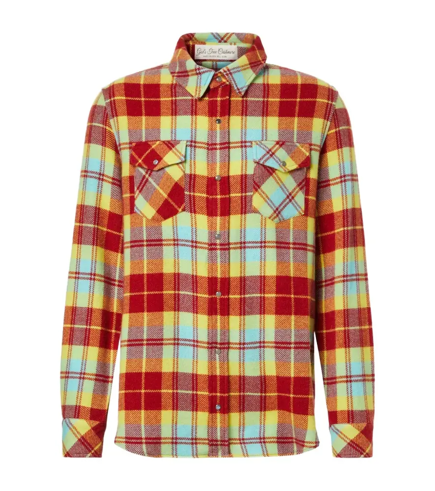 God's True Cashmere Plaid cashmere shirt with labradorite