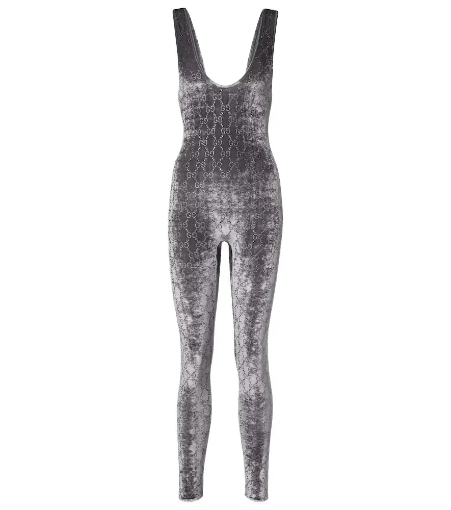 Gucci GG Crystal velvet jumpsuit