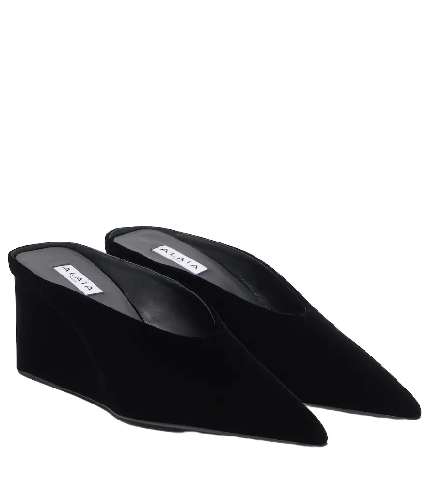 Alaia Alaïa Cube 75 velvet wedge mules