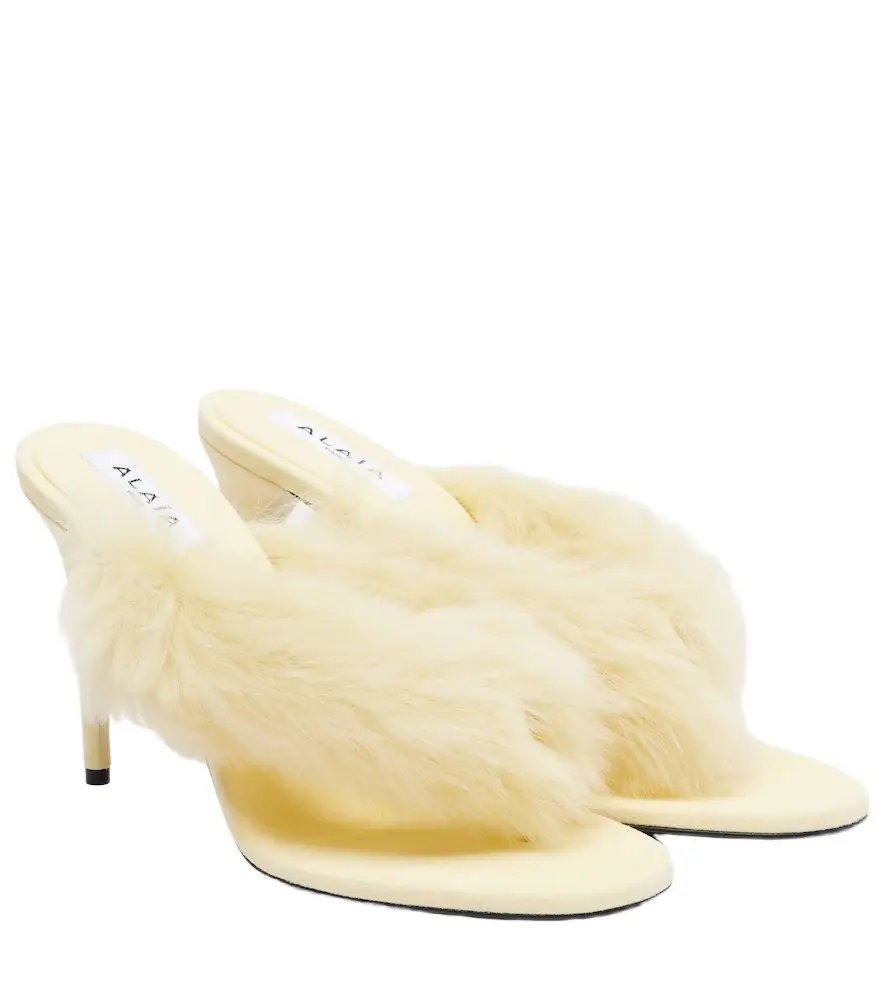 Alaia Alaïa Shearling and leather thong sandals