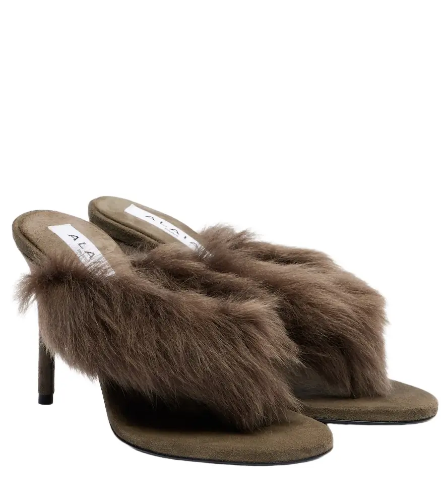 Alaia Alaïa 90 shearling-trimmed thong sandals