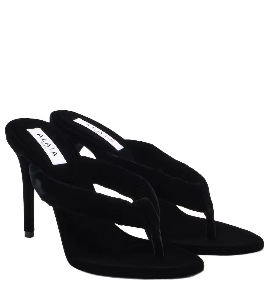 Alaia Alaïa 90 velvet thong sandals