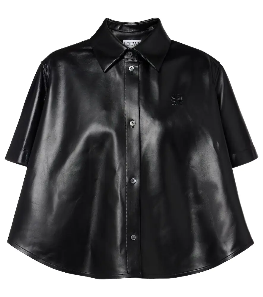 Loewe Anagram leather bowling shirt