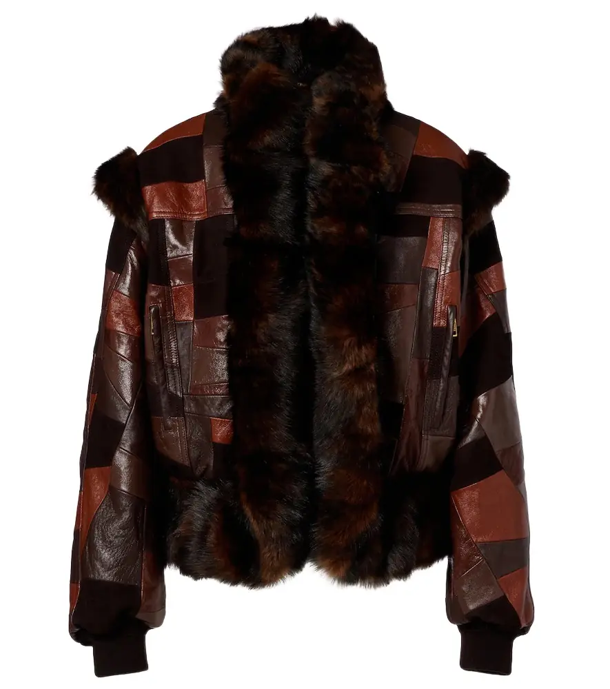 Chloe Chloé Shearling-trimmed leather bomber jacket