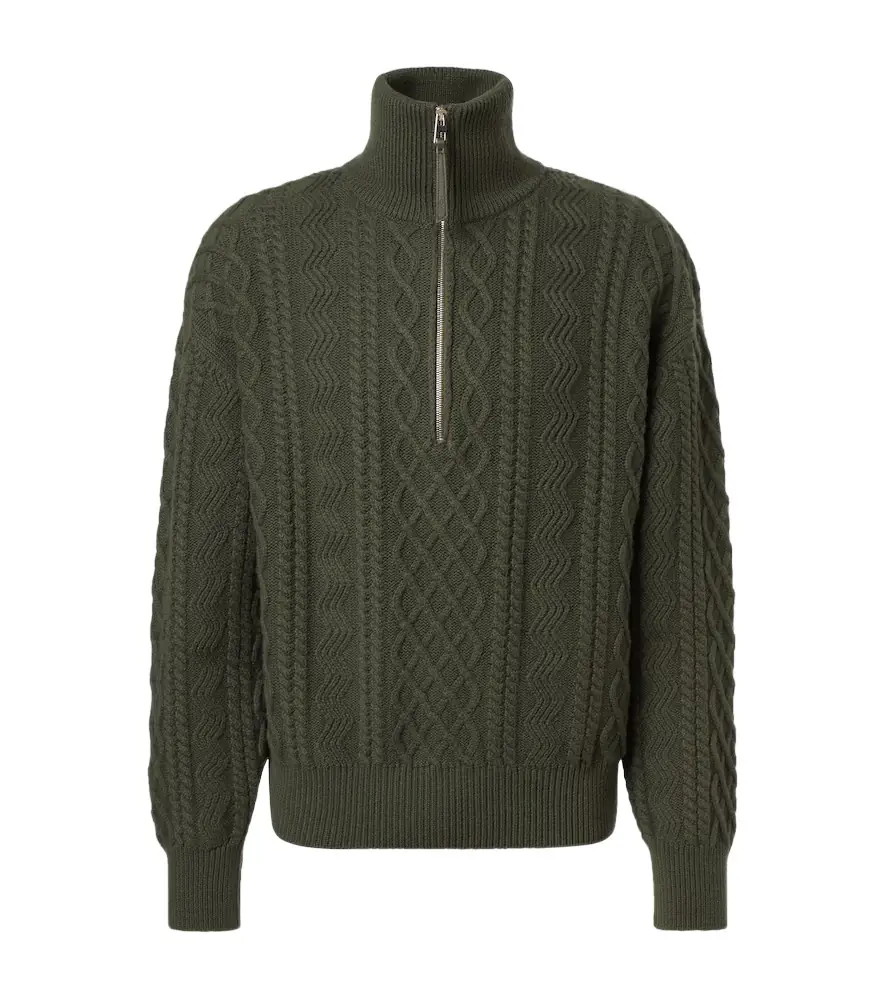 Loewe Aran-knit wool half-zip turtleneck sweater