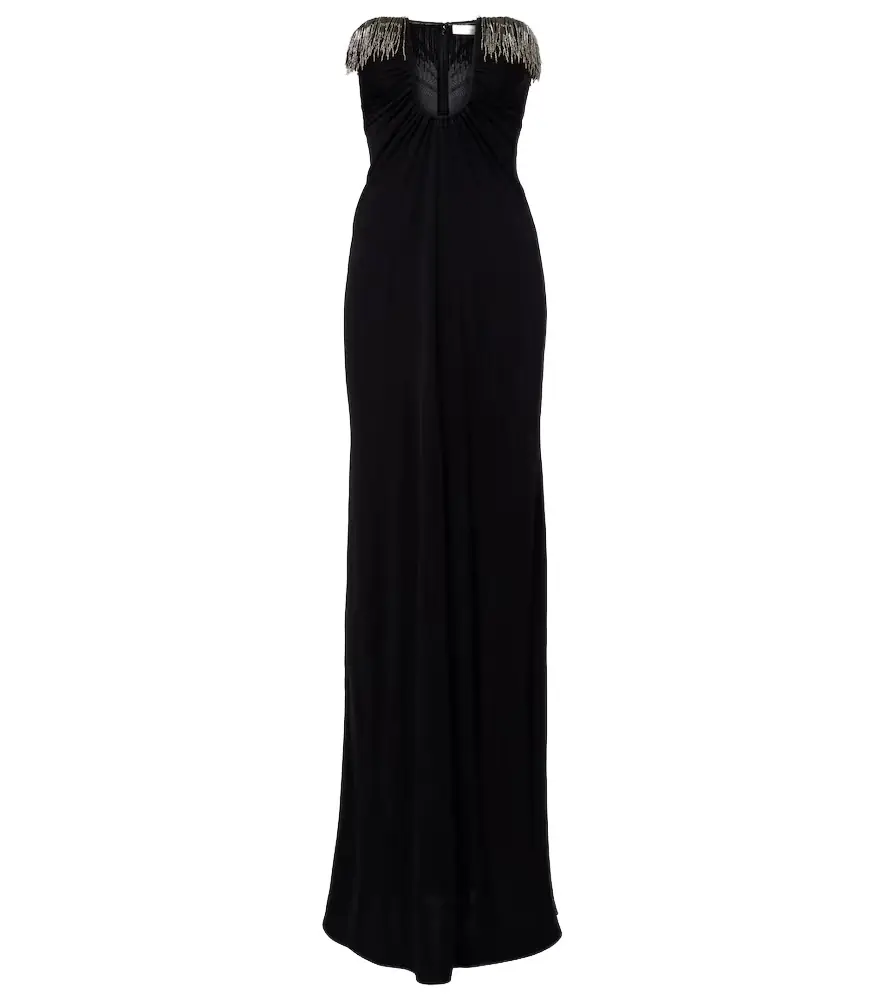 Christopher Esber Arced Palm beaded jersey maxi dress