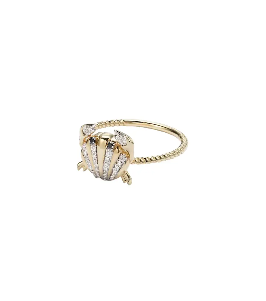 Yvonne Leon Yvonne Léon Crabe Coquillage Mini 9kt gold ring with diamonds