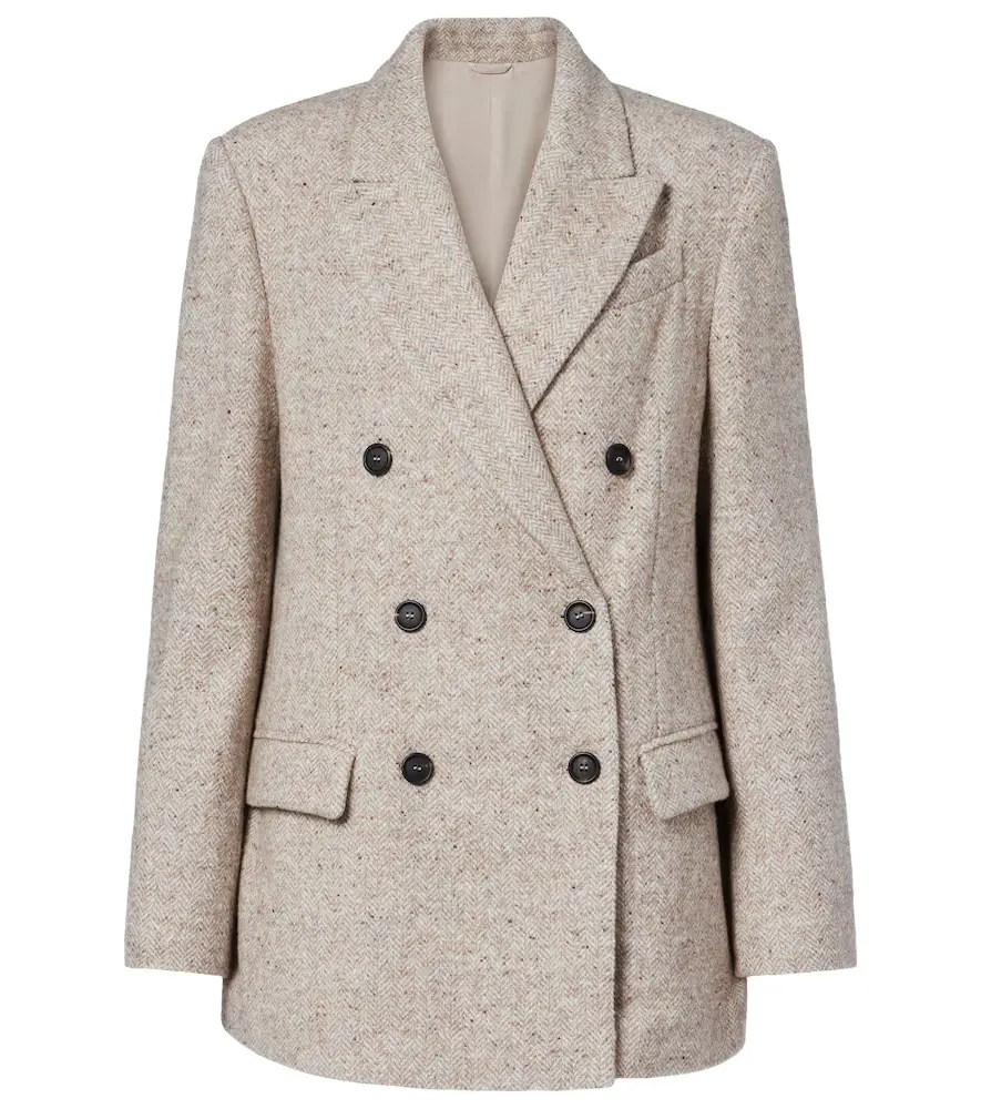 Brunello Cucinelli Double-breasted wool and silk-blend blazer