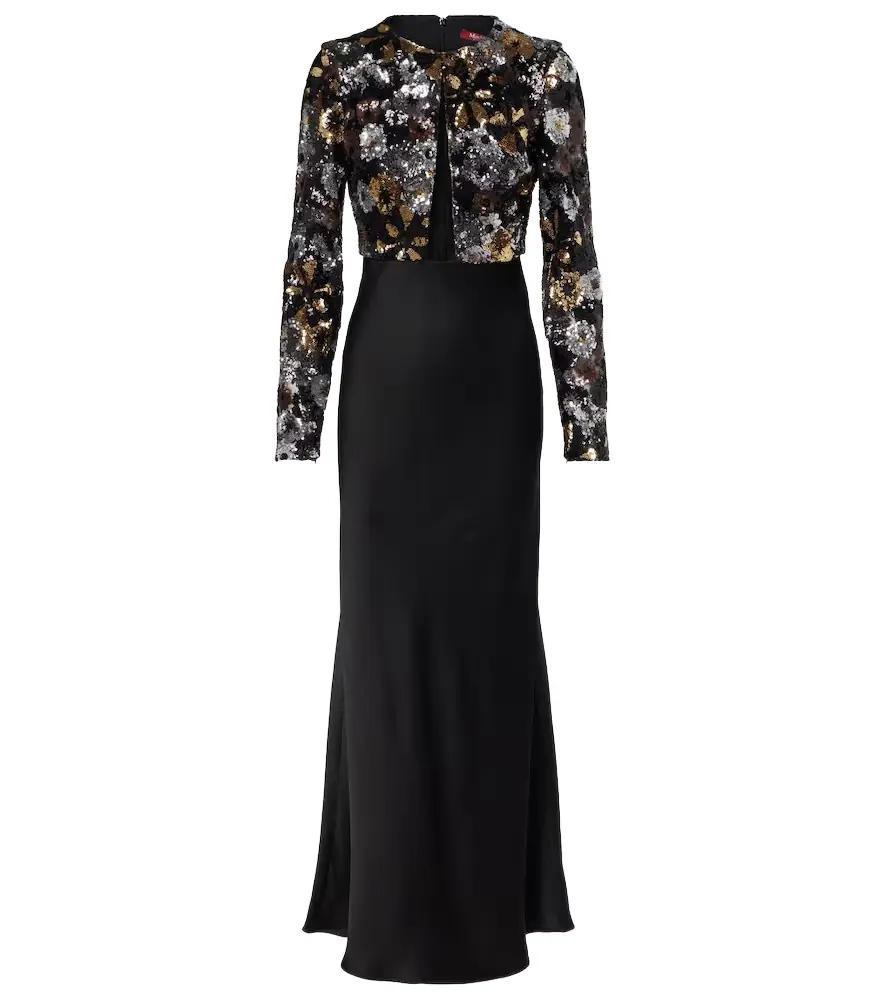 Max Mara Lastra sequined tulle maxi dress