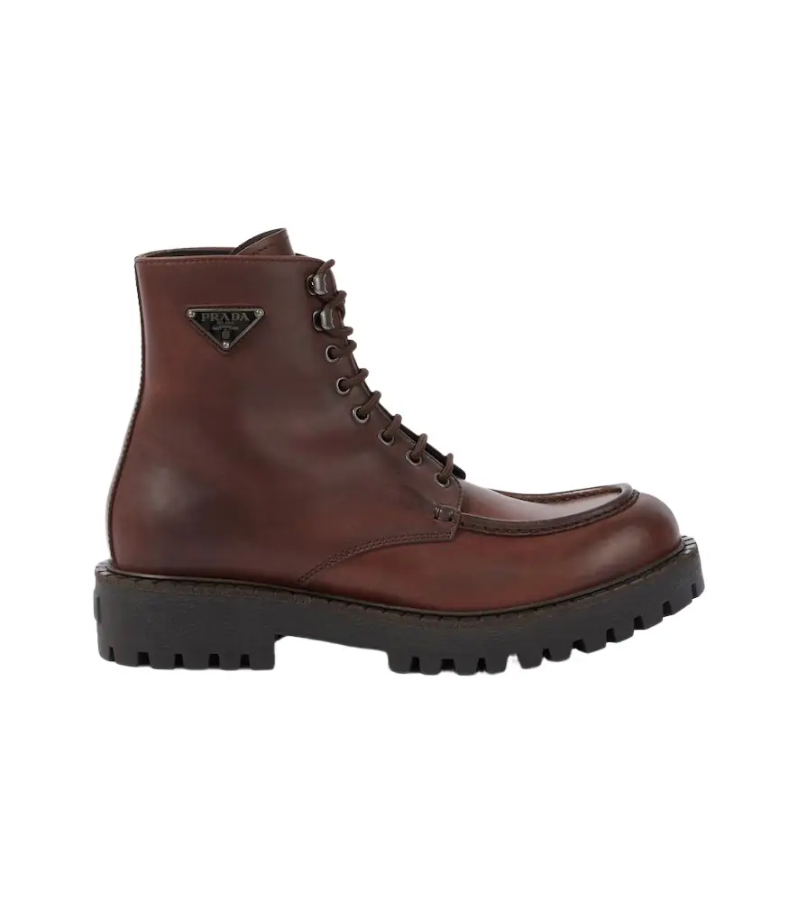 Prada Leather lace-up boots