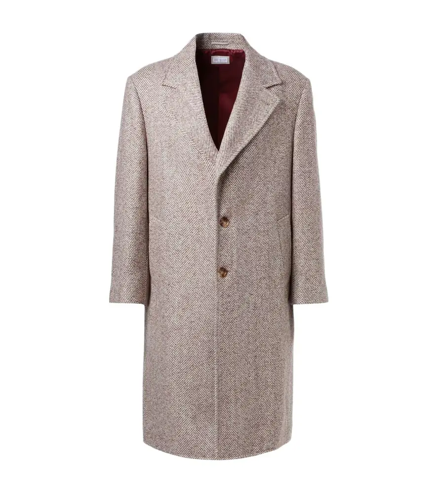 Brunello Cucinelli Herringbone wool and alpaca-blend overcoat