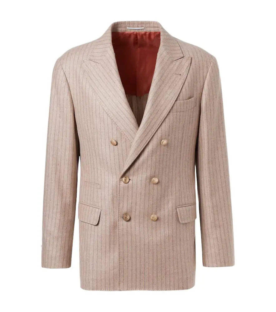 Brunello Cucinelli Striped cashmere and silk blazer