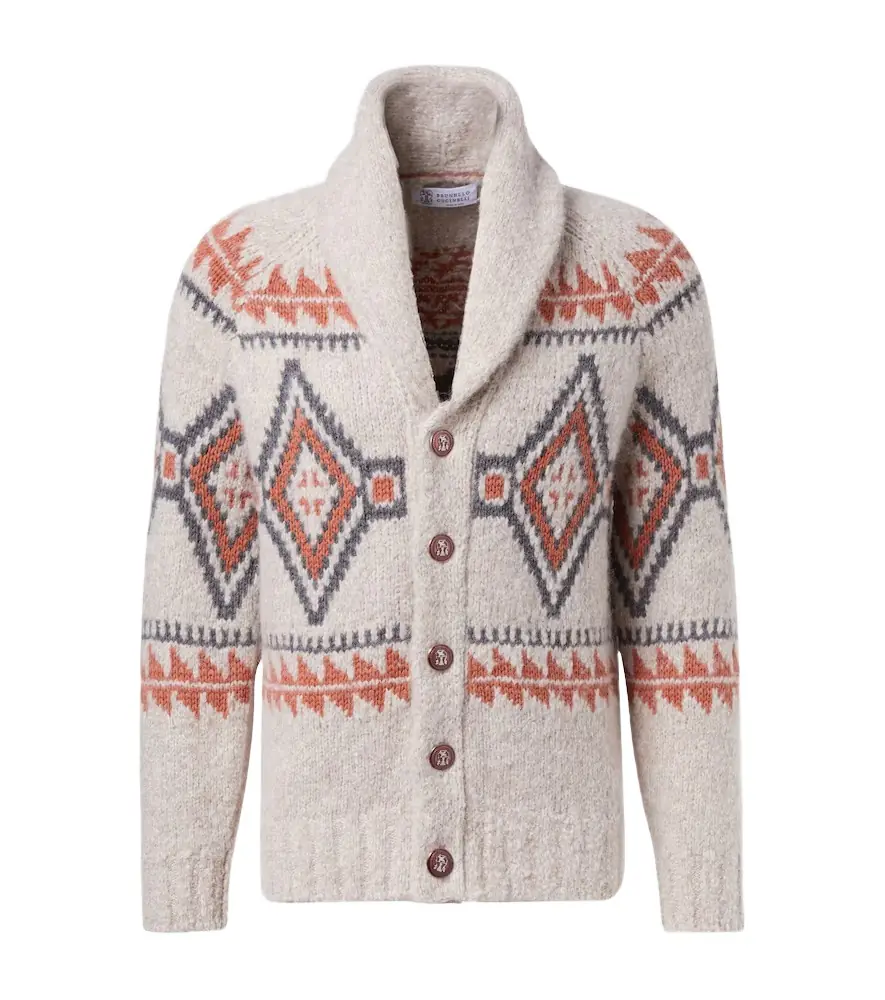 Brunello Cucinelli Jacquard wool-blend cardigan