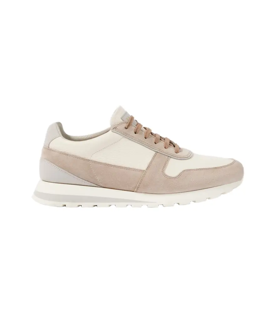 Brunello Cucinelli Suede-trimmed leather sneakers
