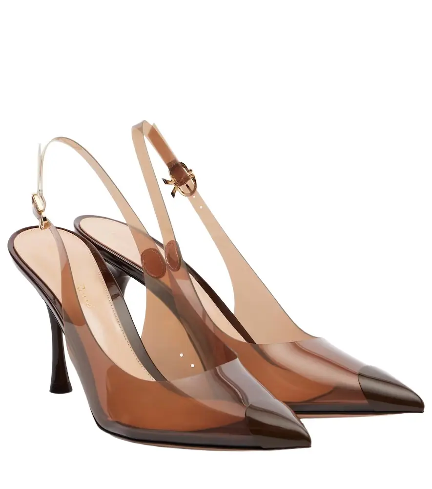 Gianvito Rossi Diana 85 leather-trimmed slingback pumps