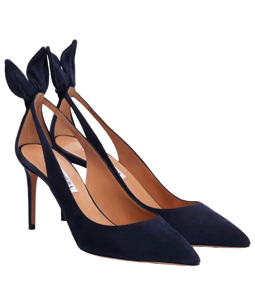 Aquazzura Bow Tie 85 suede pumps