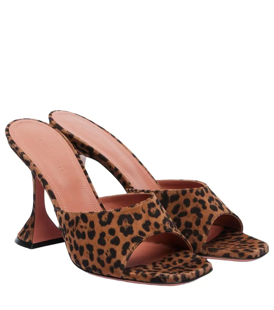 Amina Muaddi Lupita leopard-print 95 suede mules