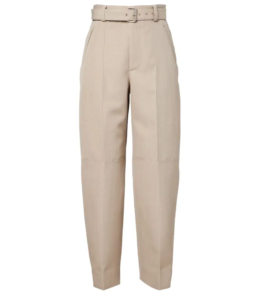Bottega Veneta Belted high-rise wool straight pants