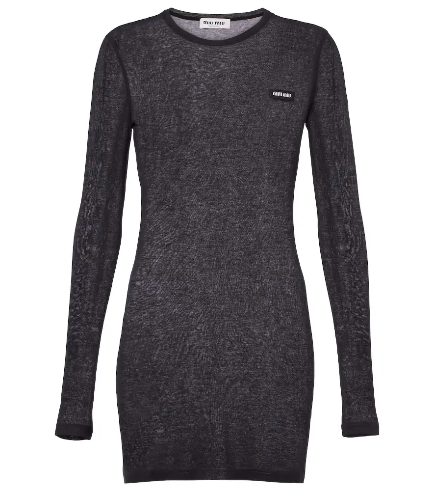 Miu Miu Logo cotton jersey minidress