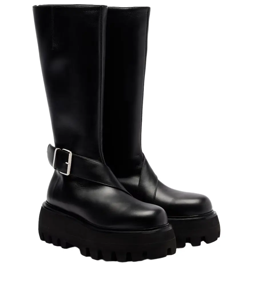 McQueen Sofa Buckle leather knee-high boots