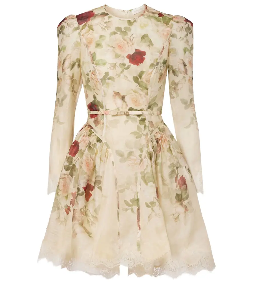 Zimmermann Hypnotic floral linen and silk minidress