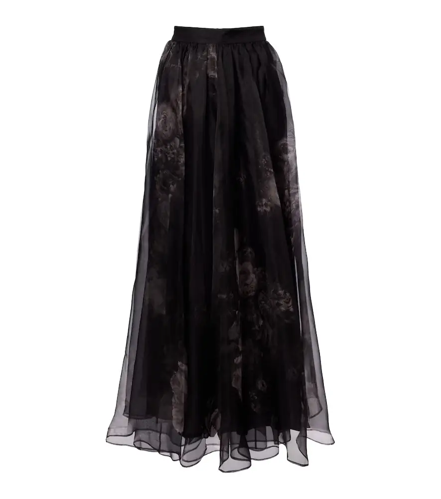 Zimmermann Hypnotic floral silk organza maxi skirt