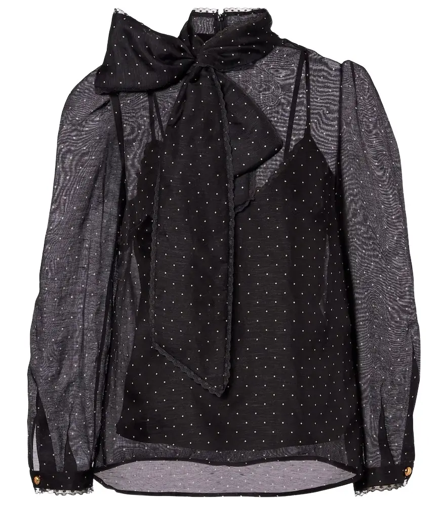 Zimmermann Polka-dot linen and silk blouse