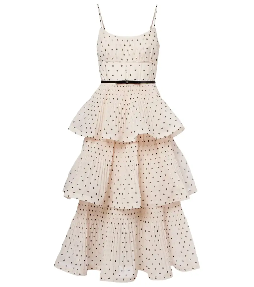 Zimmermann Polka-dot tiered midi dress
