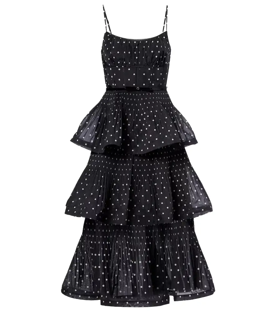 Zimmermann Polka-dot tiered midi dress