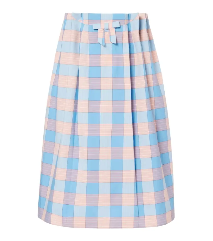 Prada Checked cotton poplin midi skirt