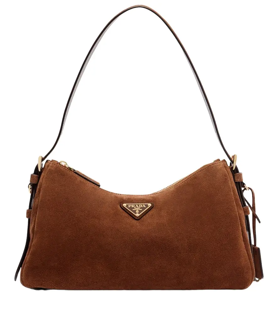 Prada Aimée Medium suede shoulder bag