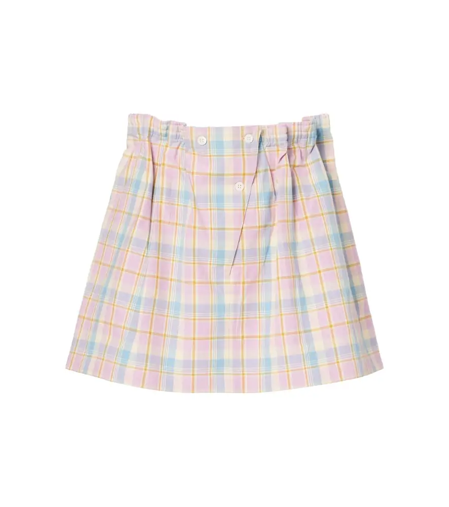 Prada Checked gathered cotton miniskirt