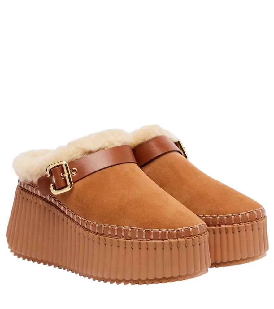 Chloe Chloé Nama 80 suede platform mules