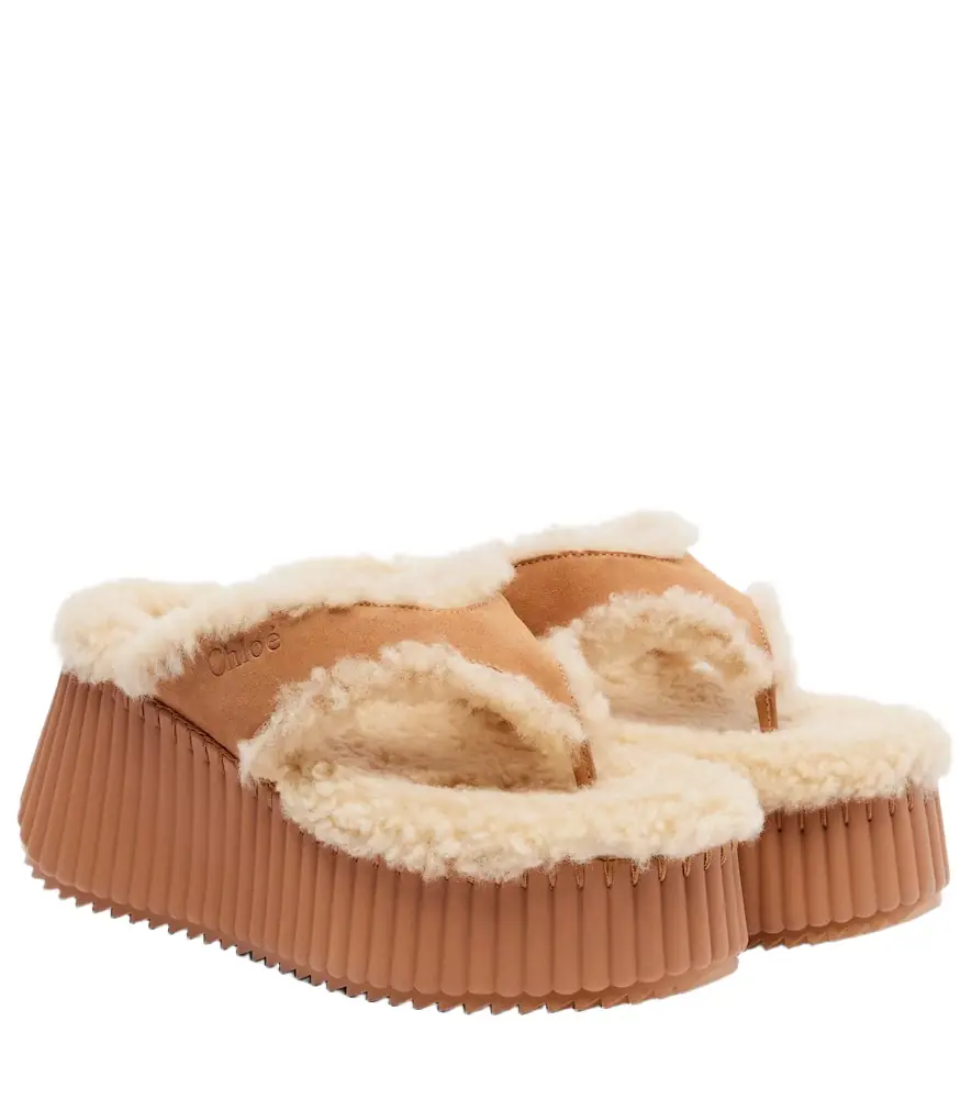Chloe Chloé Nama 80 suede platform thong sandals