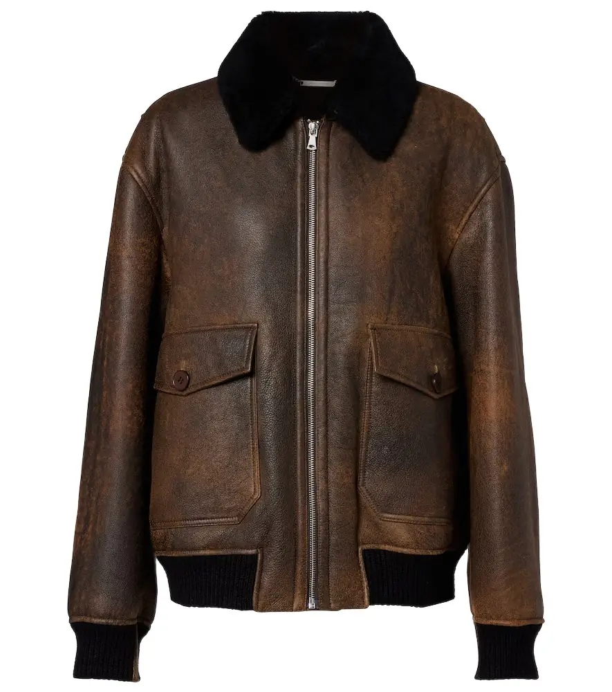 Nour Hammour Anton shearling-lined leather bomber jacket