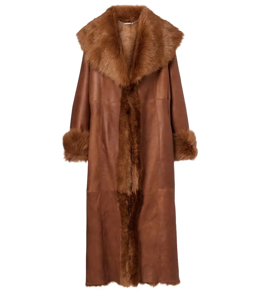 Nour Hammour Marlene leather and shearling coat