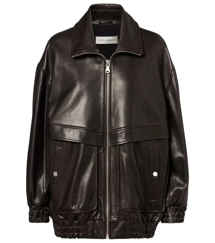 Nour Hammour Beck leather bomber jacket