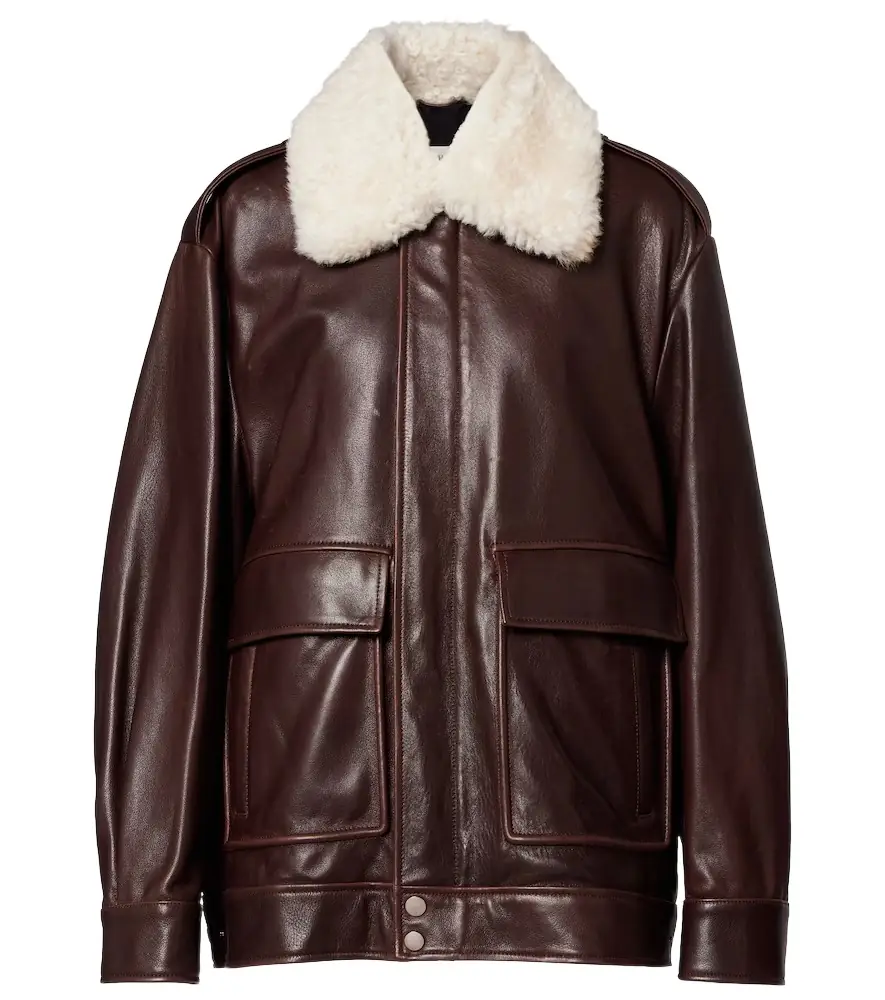 Nour Hammour Drey shearling-trimmed leather jacket