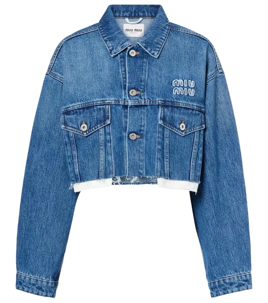 Miu Miu Cropped logo denim jacket