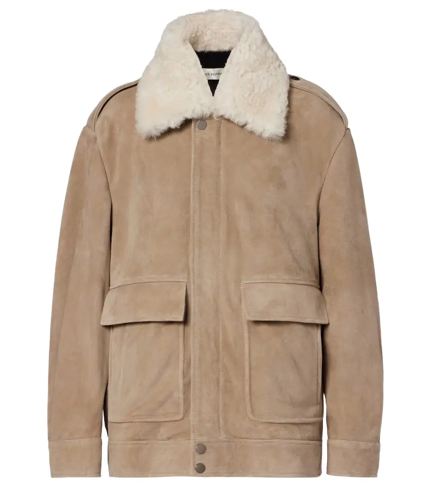 Nour Hammour Drey shearling-trimmed suede jacket