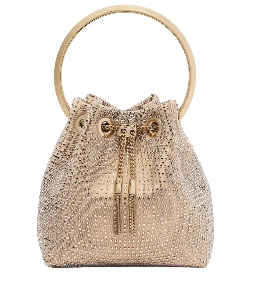 Jimmy Choo Bon Bon Small embellished satin bucket bag