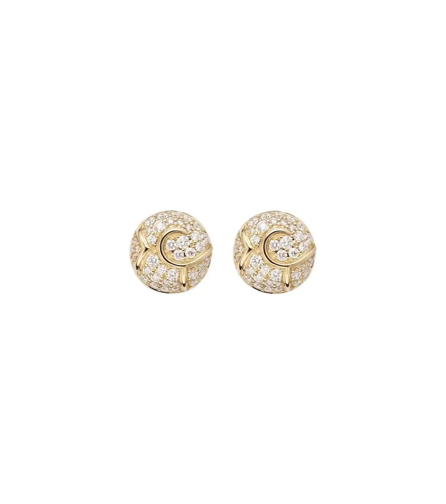 Marina B Onda Boule 18kt gold stud earrings with diamonds