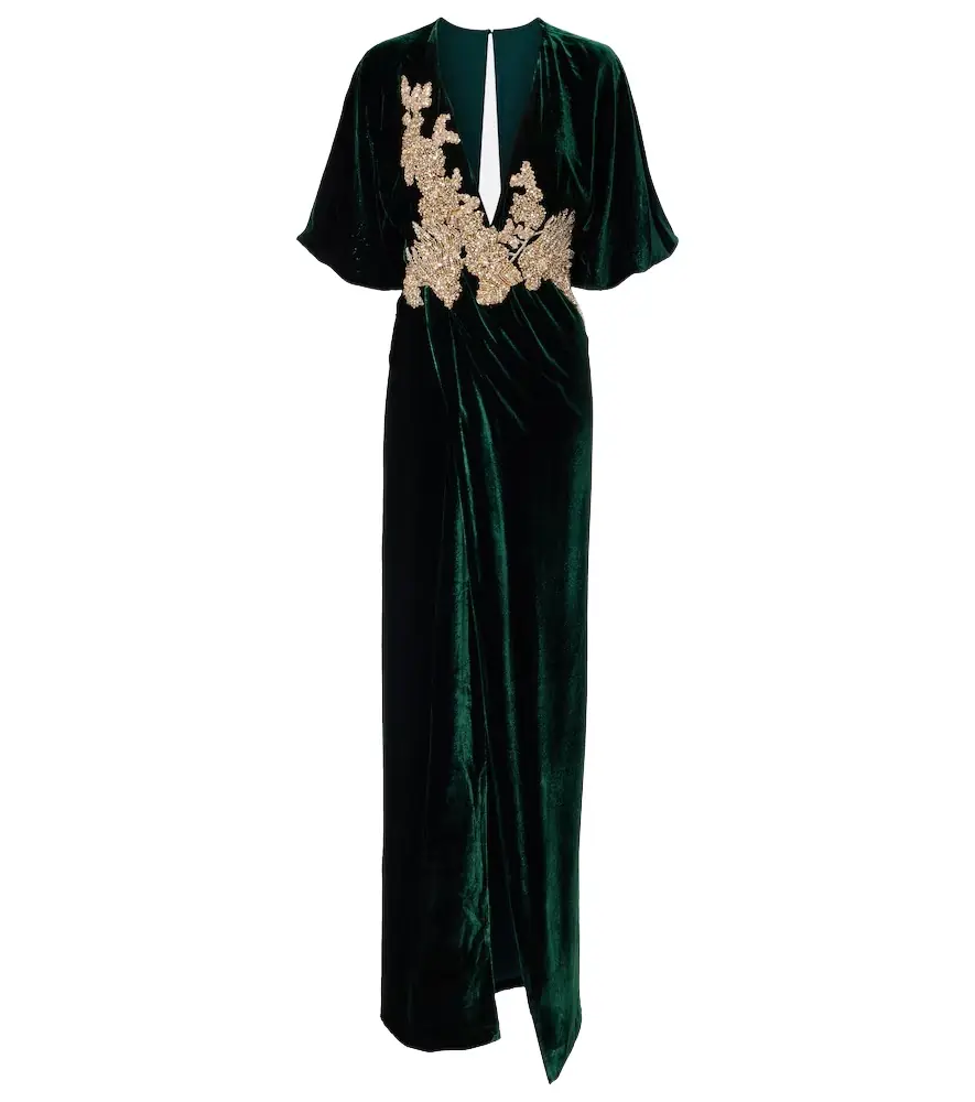 Costarellos Floral velvet maxi dress
