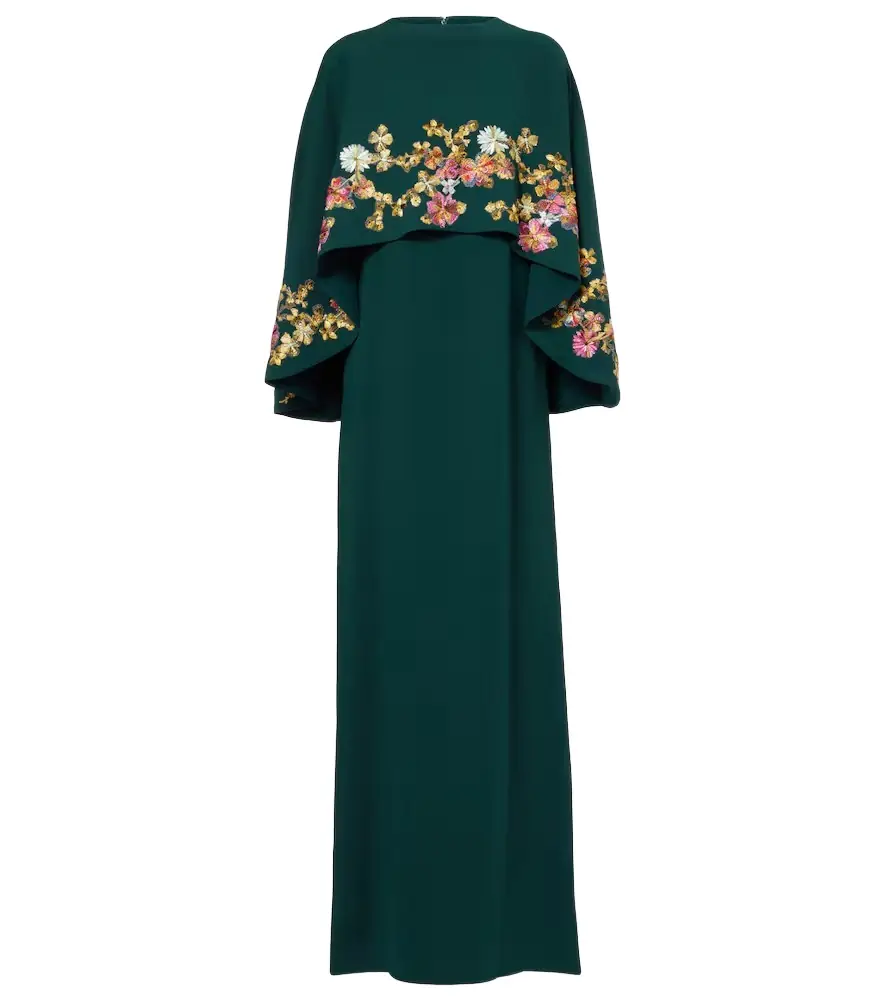 Costarellos Caped embellished crêpe gown