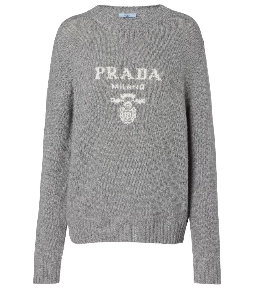 Prada Logo intarsia wool and cashmere sweater